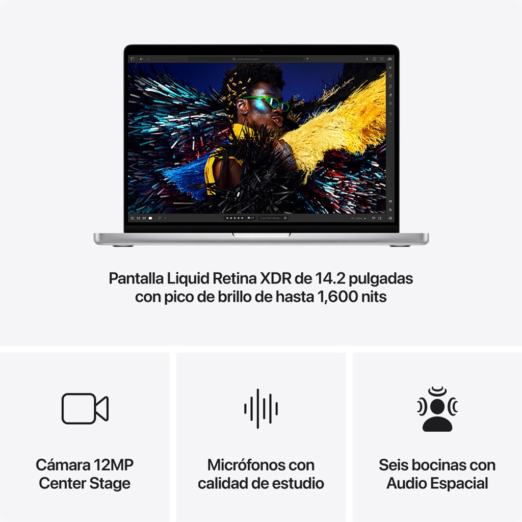 MacBook Pro 14" M4 - 10 CPU, 10 GPU, 16 GB, 512 GB - Plata