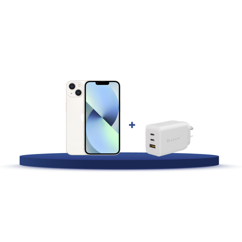 iPhone 13 128GB (MLPG3LZ/A) + Cargador Adam Elements X65 (APAADX65ARWH)